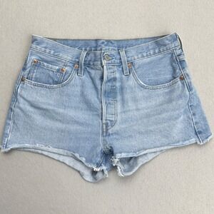 Levi's 501 Denim Shorts Womens Size 30 Light Wash Button Fly Cut Off